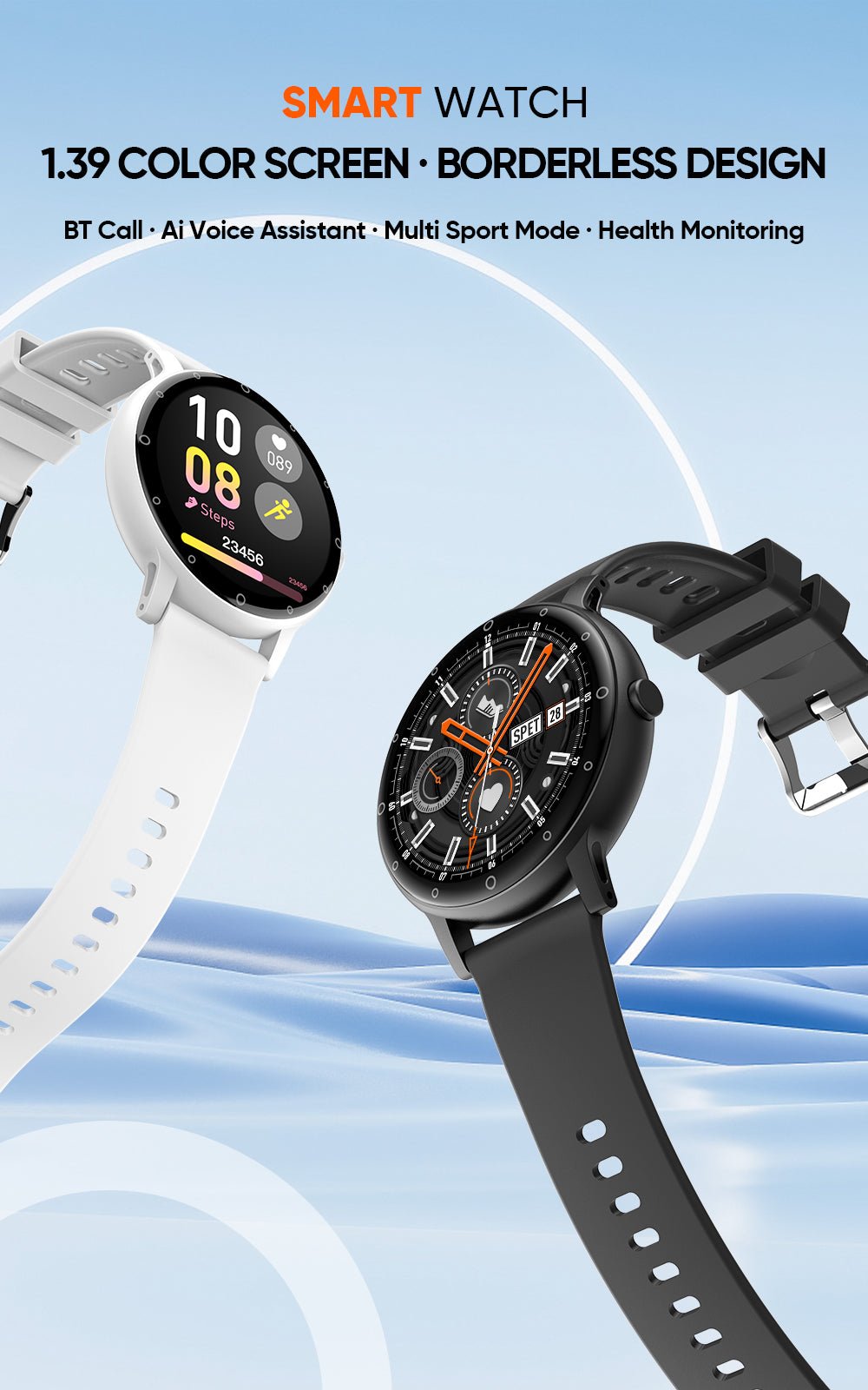 S88 Smart Watch – Heart Rate, Blood Sugar & Sleep Tracker, Waterproof, Multi-Color