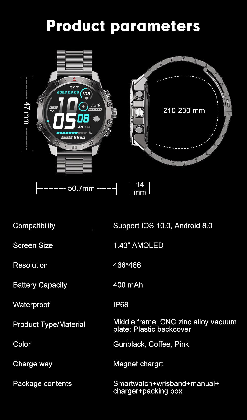 J57 Smart Watch – AMOLED Display, Bluetooth Calling, Heart Rate & Blood Oxygen Monitor, IP68 Waterproof Sports Fitness Tracker - 图片 16