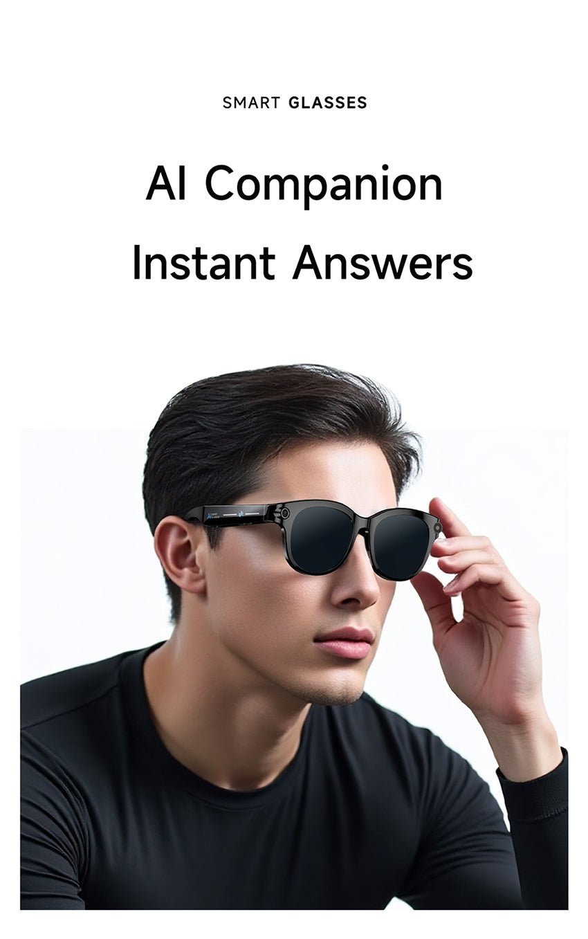 AI Smart Glasses – Built-In Camera, Open-Ear Audio & AI Assistant, Bluetooth, Black/White - 图片 7
