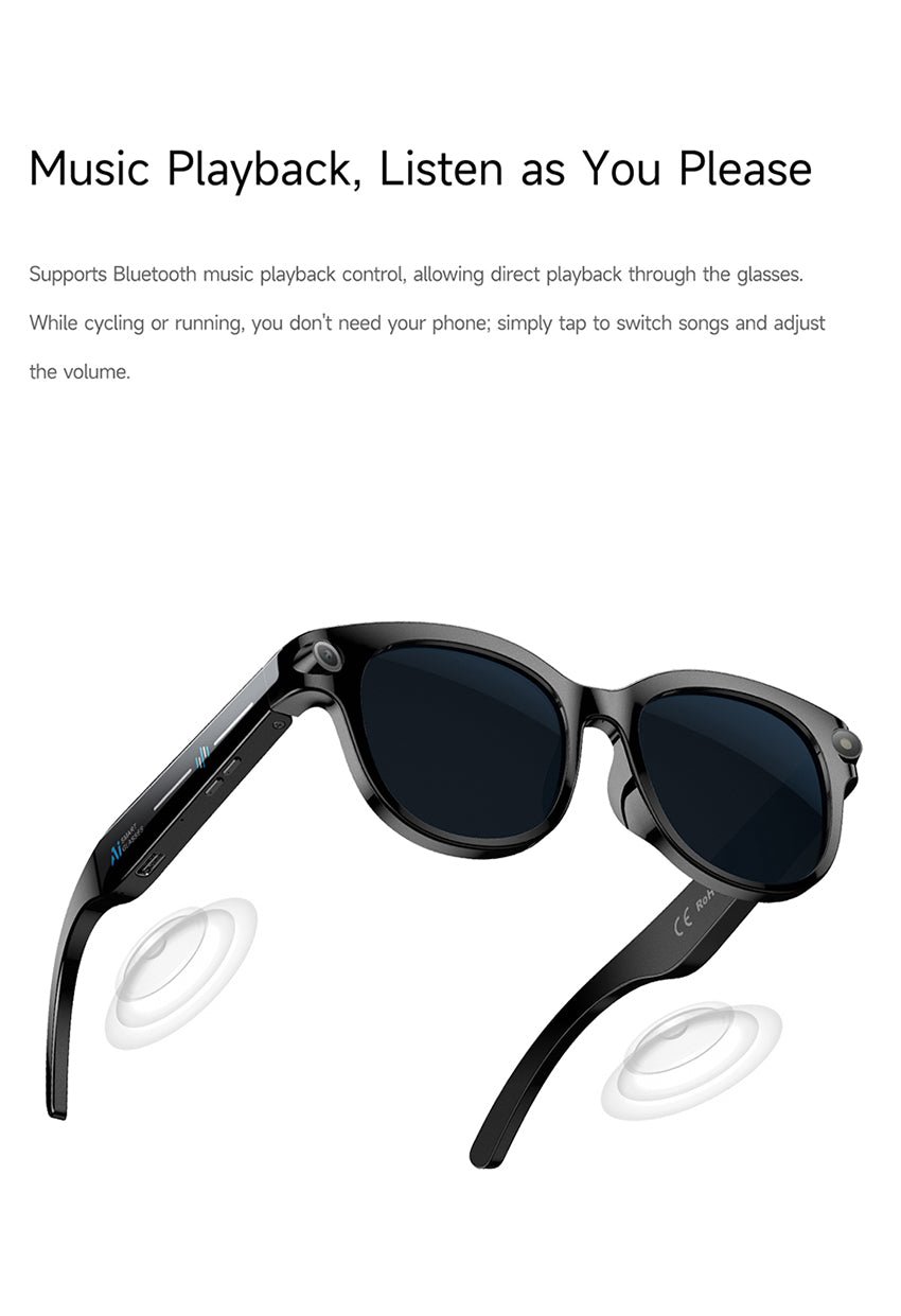 AI Smart Glasses – Built-In Camera, Open-Ear Audio & AI Assistant, Bluetooth, Black/White - 图片 11