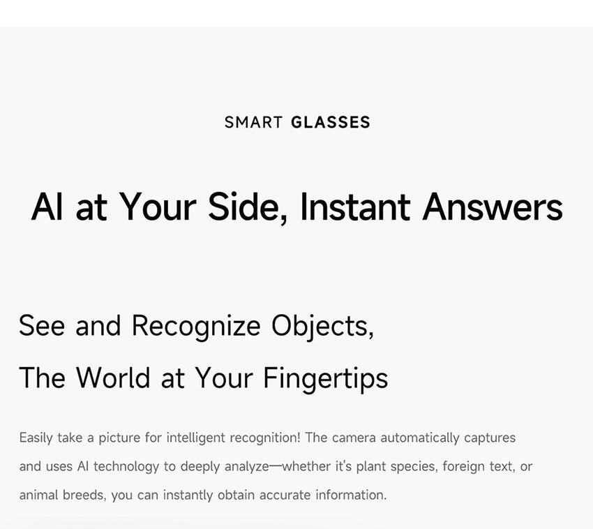 AI Smart Glasses – Built-In Camera, Open-Ear Audio & AI Assistant, Bluetooth, Black/White - 图片 12