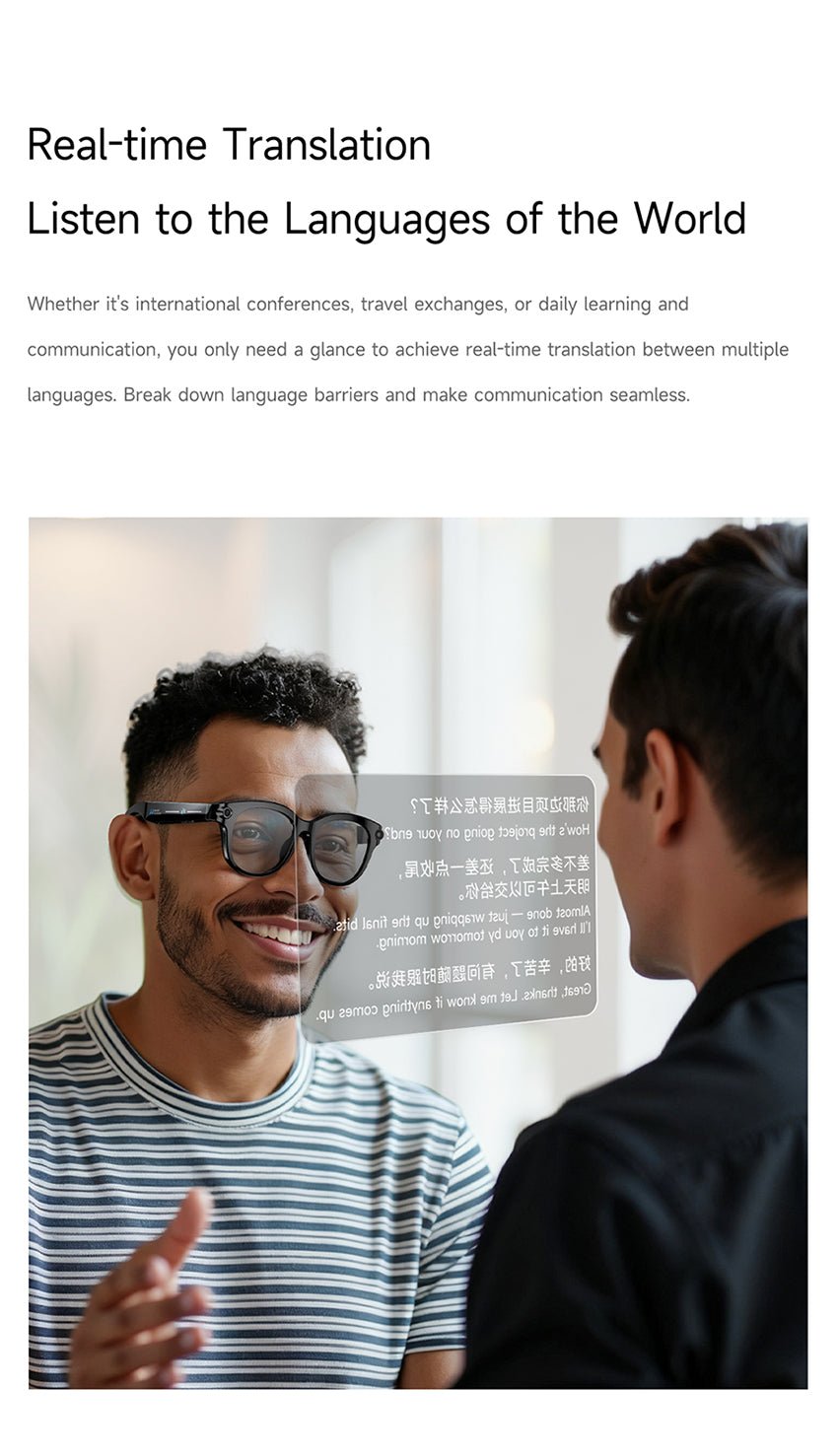 AI Smart Glasses – Built-In Camera, Open-Ear Audio & AI Assistant, Bluetooth, Black/White - 图片 14