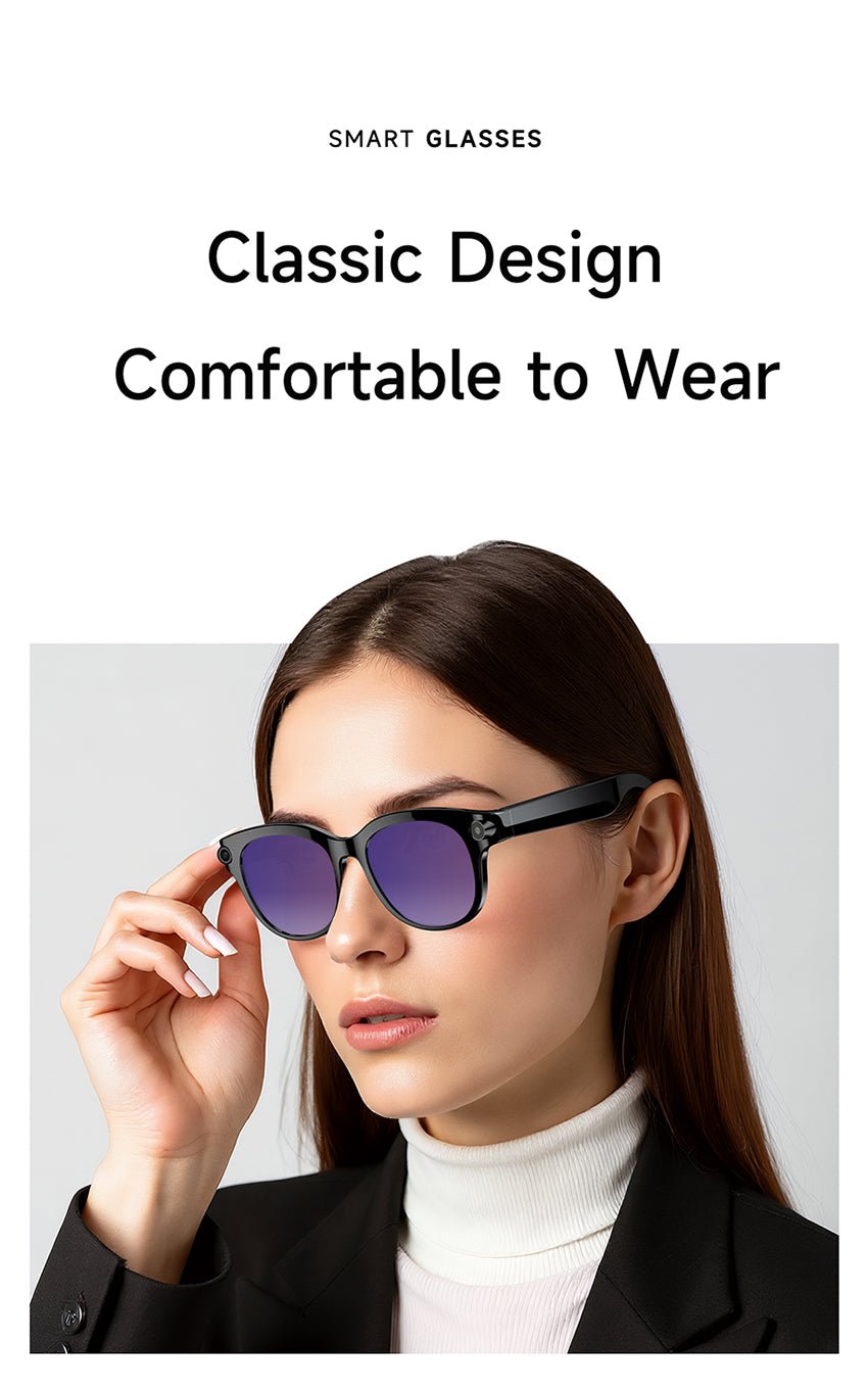 AI Smart Glasses – Built-In Camera, Open-Ear Audio & AI Assistant, Bluetooth, Black/White - 图片 16