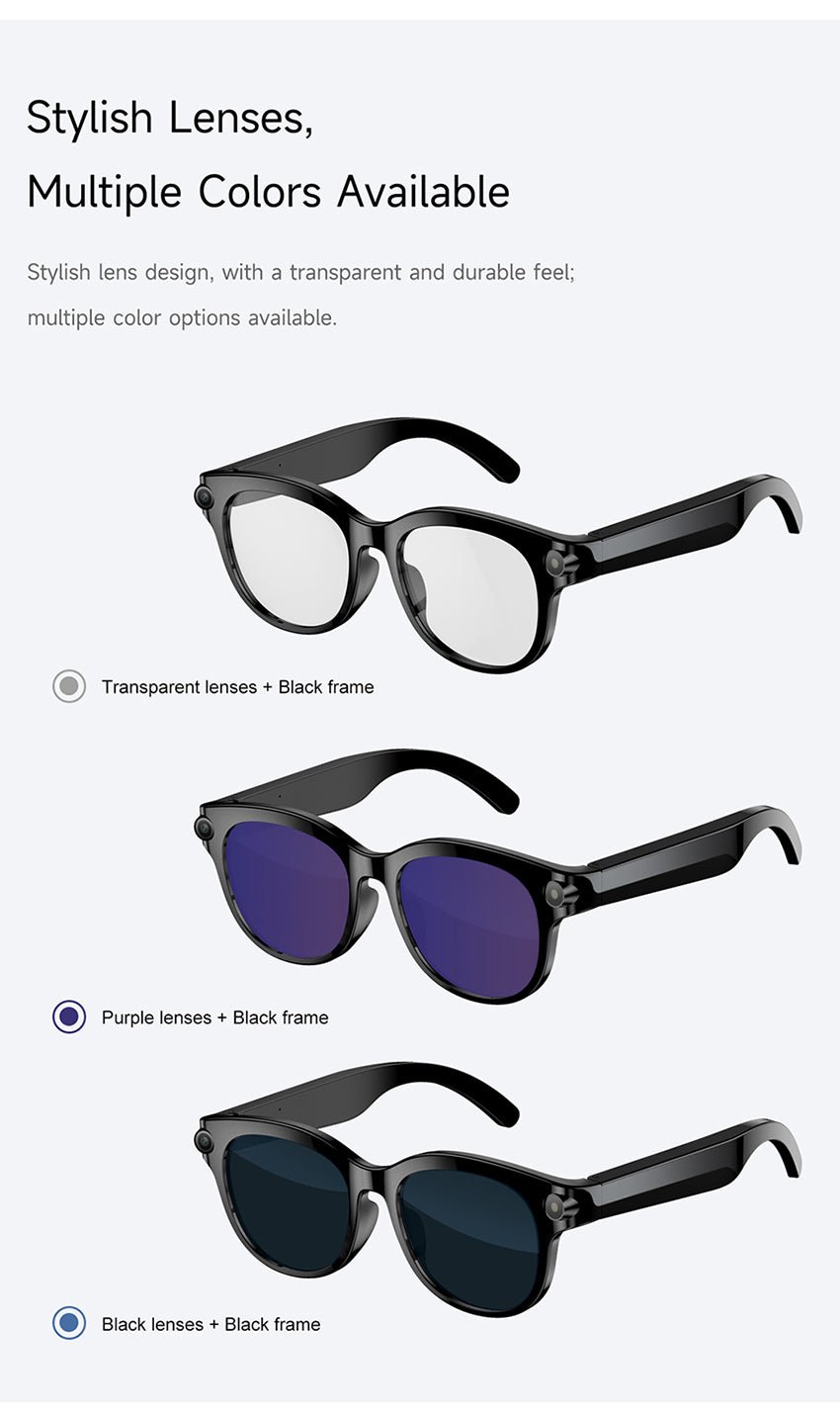 AI Smart Glasses – Built-In Camera, Open-Ear Audio & AI Assistant, Bluetooth, Black/White - 图片 18