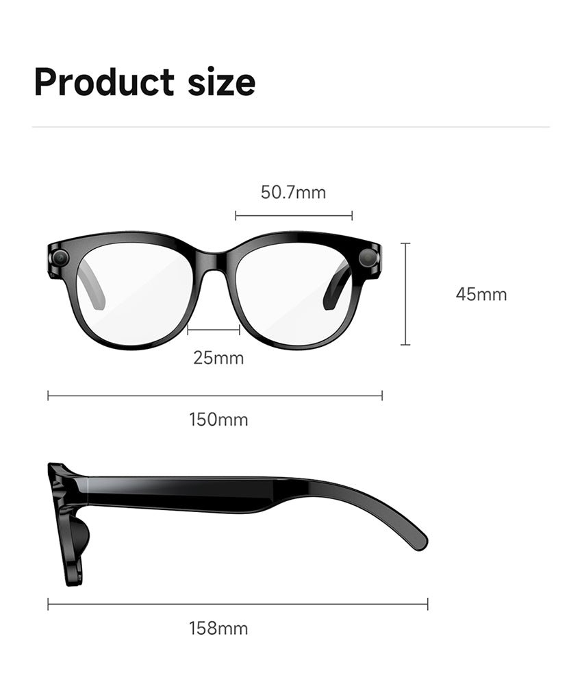 AI Smart Glasses – Built-In Camera, Open-Ear Audio & AI Assistant, Bluetooth, Black/White - 图片 20